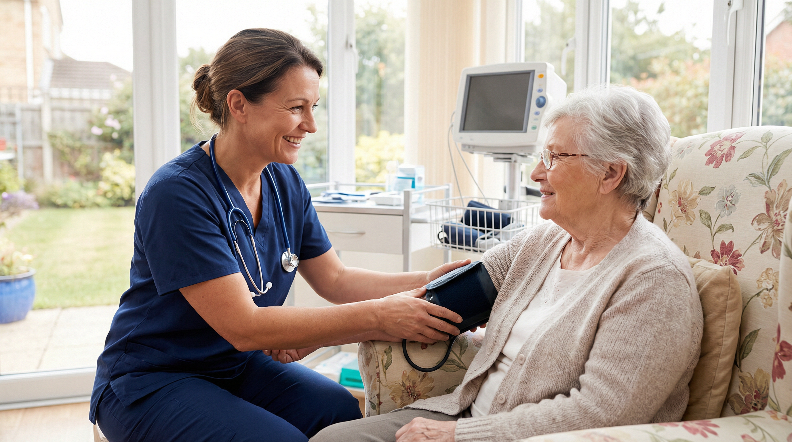 Nurse caring for elderly patient